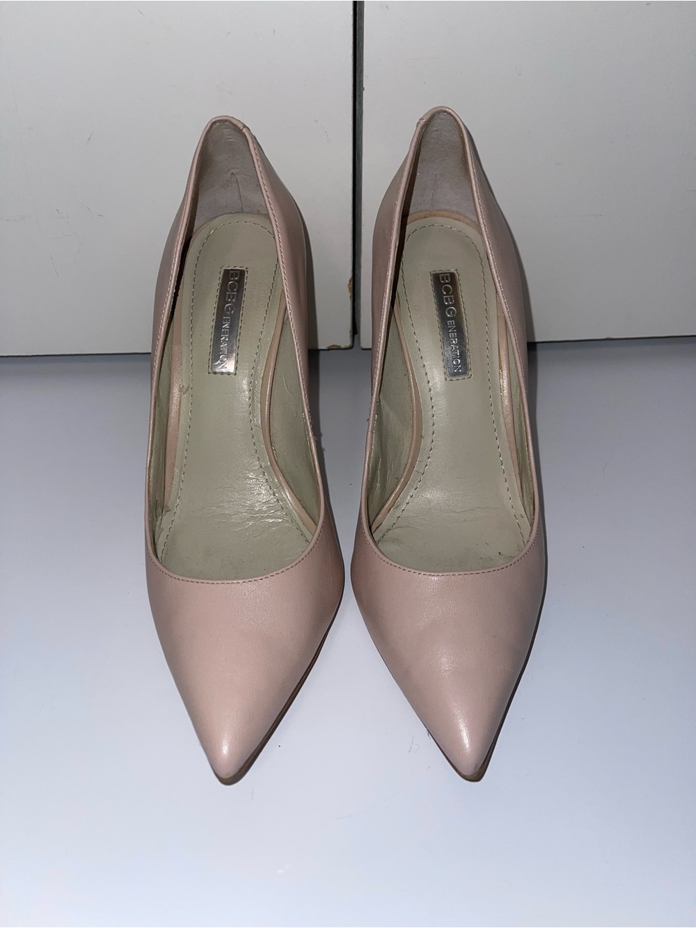 BCBGMaxAzria Blush Pointed-Toe Leather Pumps